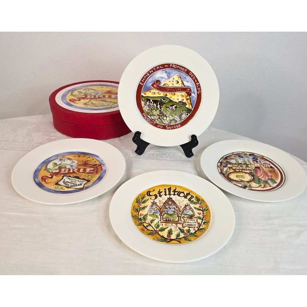 Restoration Hardware Classic Cheese Plates Set of 4 Vintage 2000 Brie Stilton 8"